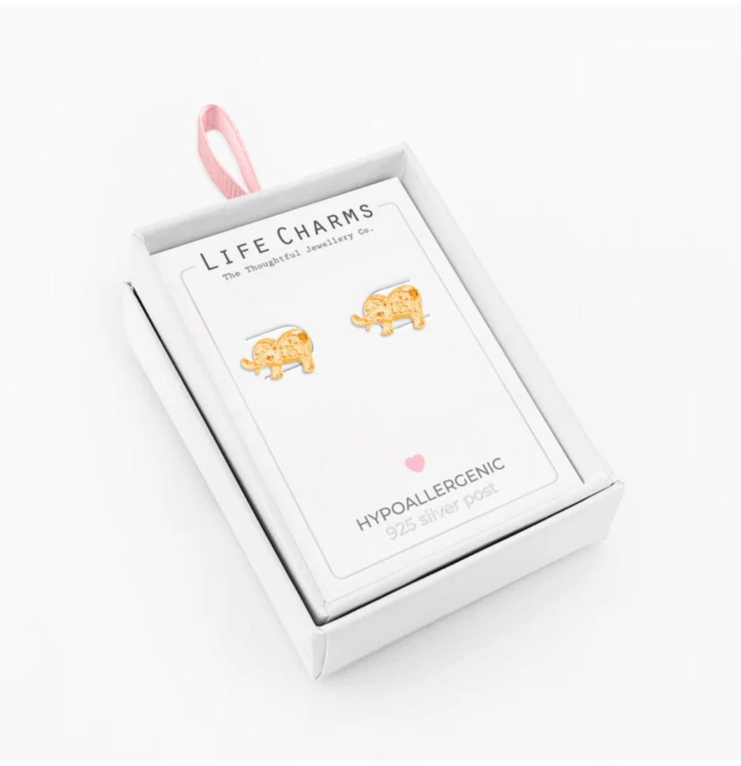Lucky elephant earrings - Gold