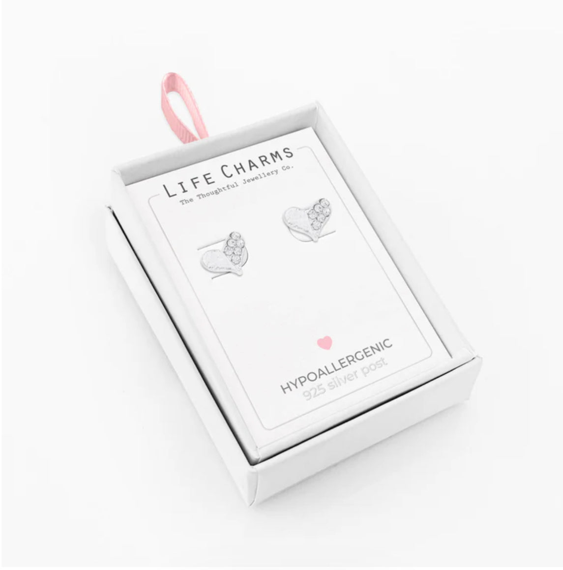 Diamond heart earrings - Silver
