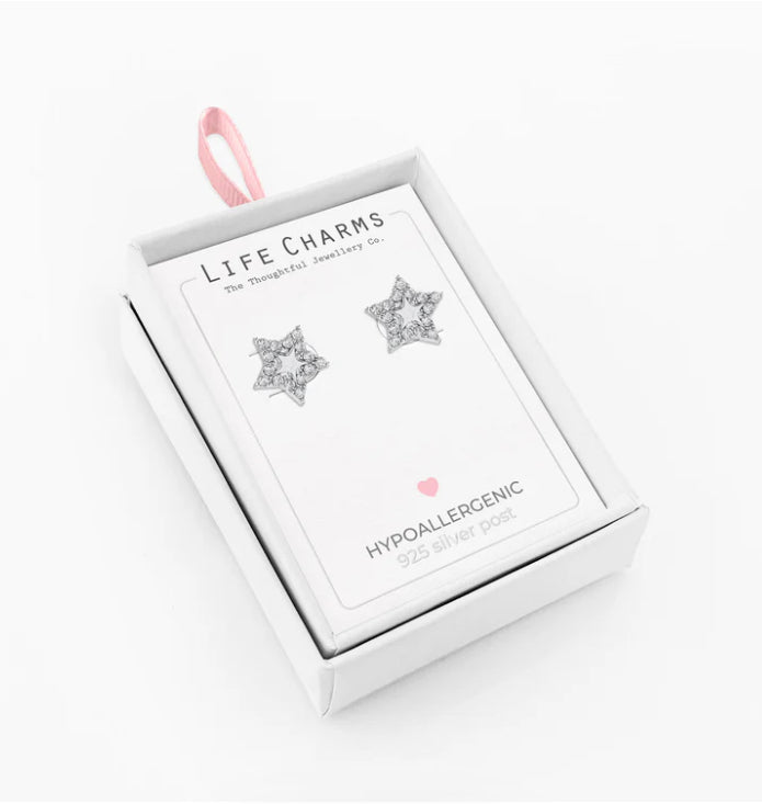 Twinkle Star Stud Earrings - Silver