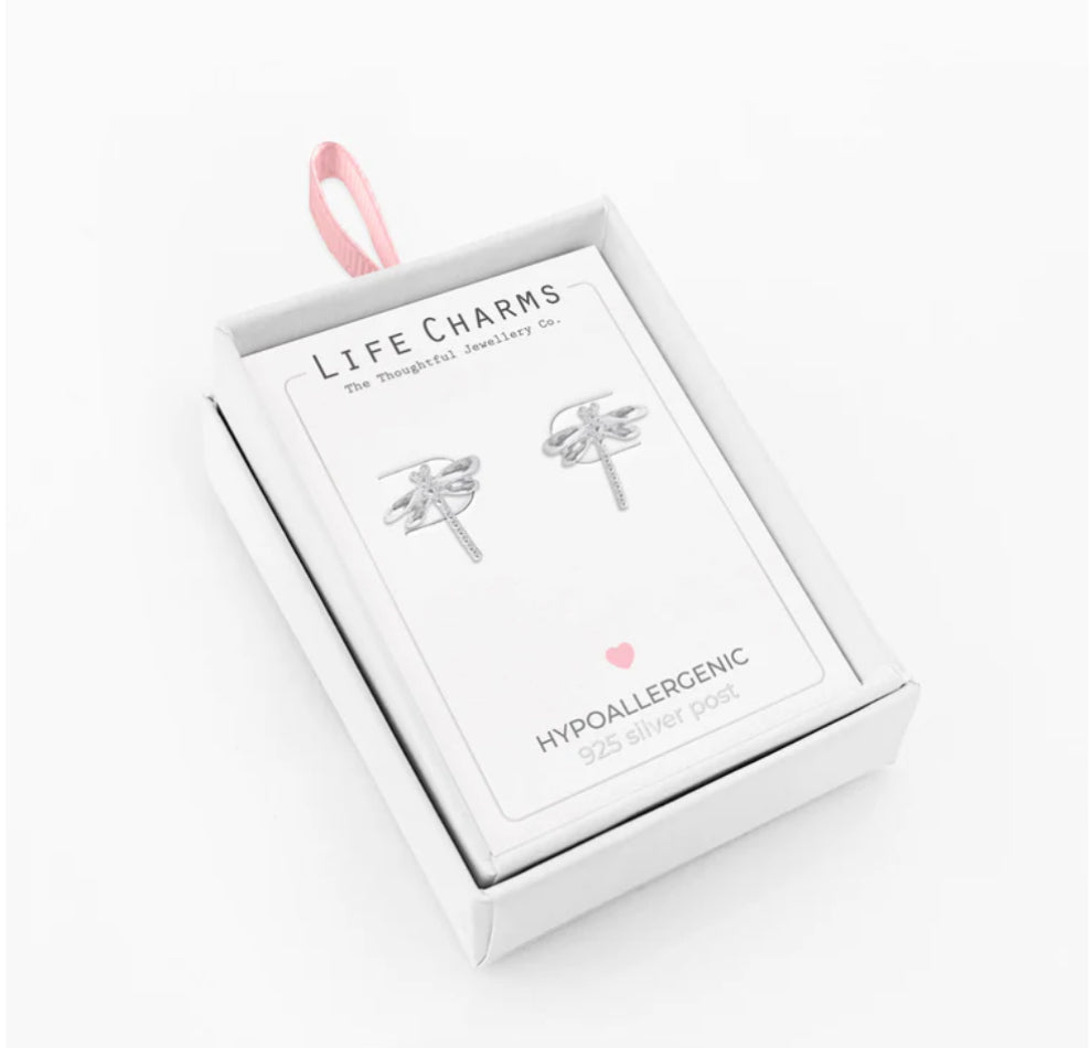 Dragonfly stud Earrings - Silver