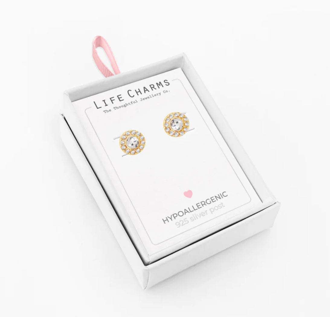 Circle diamond stud earrings -Gold